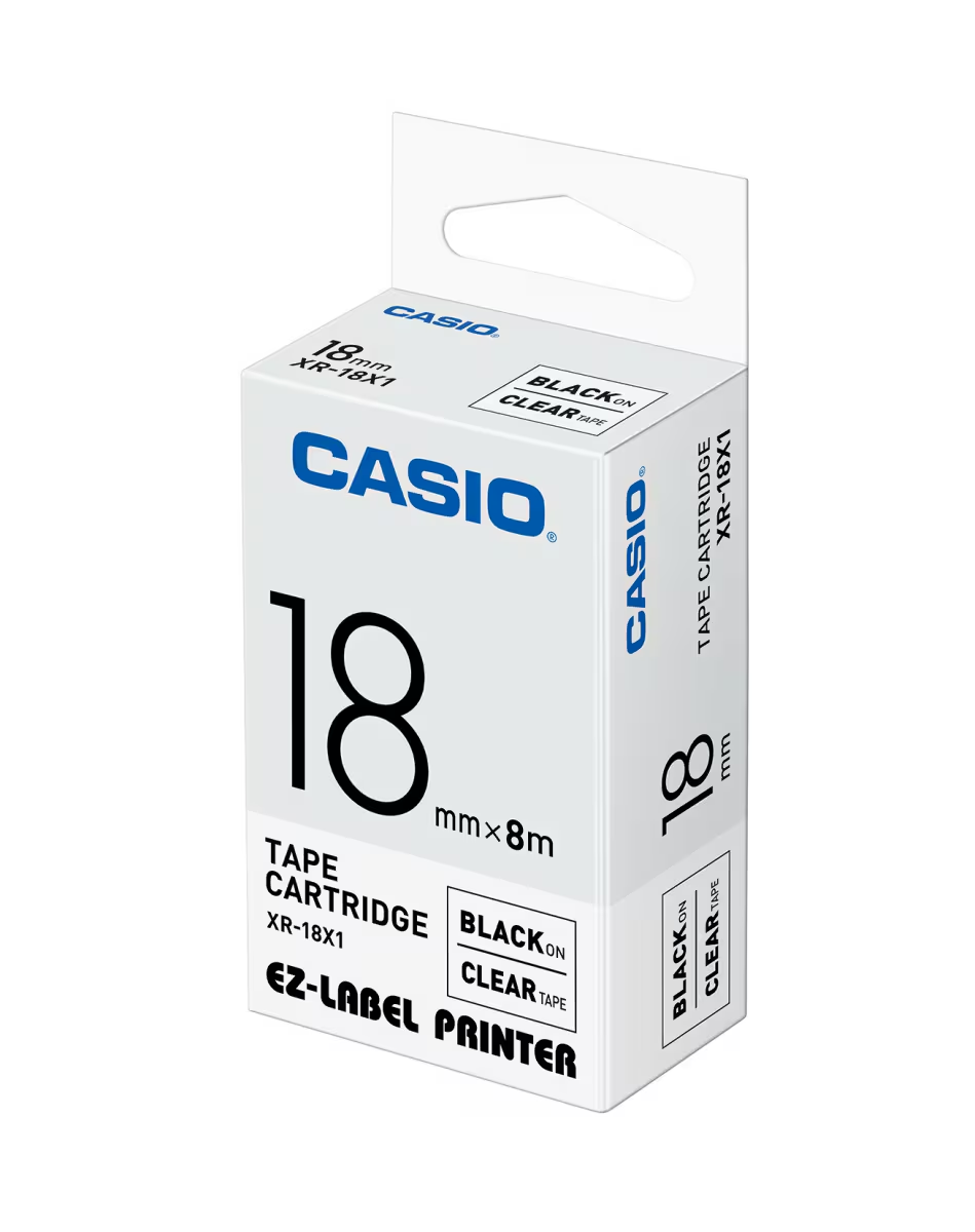 Casio Tape XR18X1 - 18mm -Black on Clear