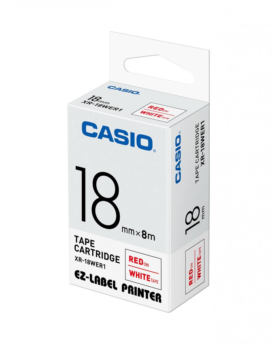 Casio Tape XR18WEB1 - 18mm - Red on White