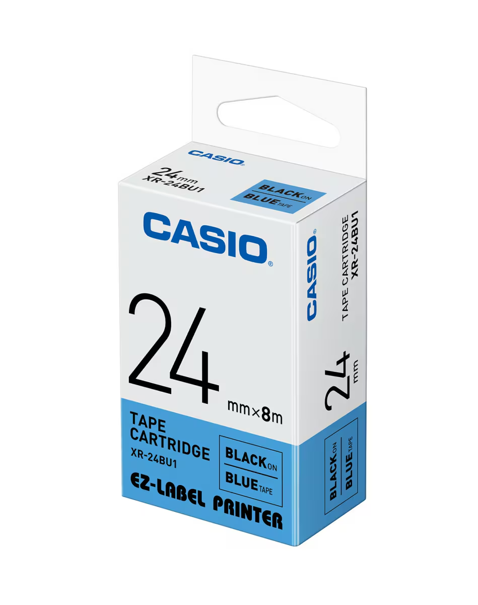 Casio XR-24BU1 Label it tape, Width 24mm (Black on Blue)