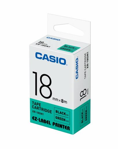 Casio Tape XR18GN1 - 18mm -Black on Green