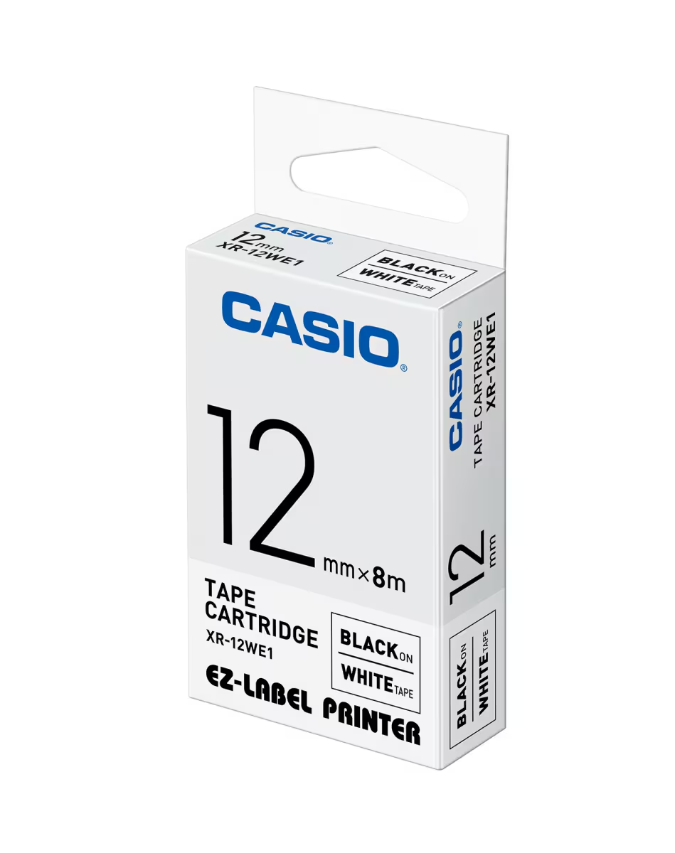 Casio XR-12WE1 Label it tape, Width 12mm (Black on White)