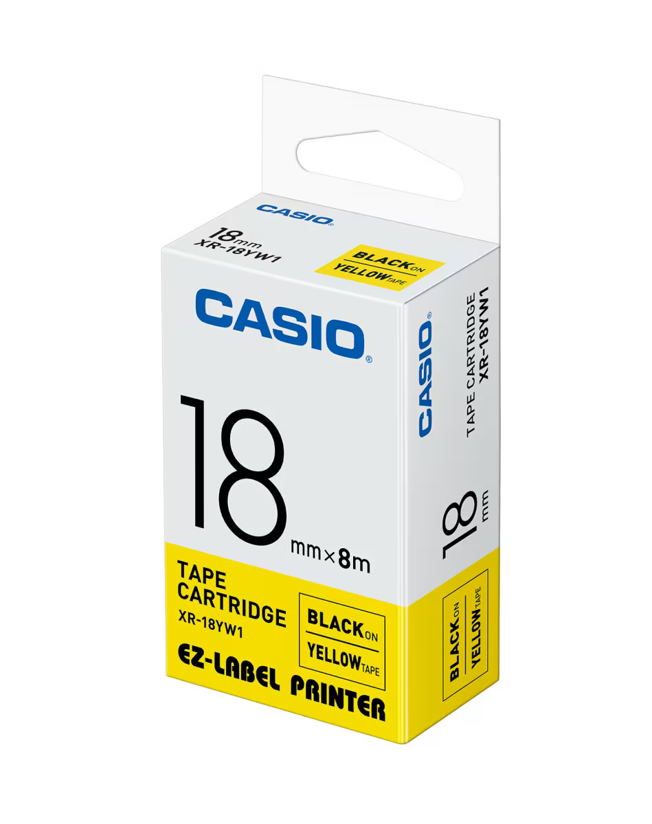 Casio Tape XR18YW1 - 18mm -Black on Yellow
