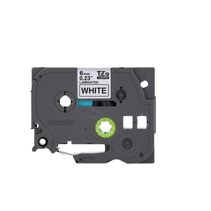 Brother TZE-211 Laminated Tape, Width 6mm (Black on White)