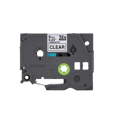 Brother TZE-111 Laminated Tape, Width 6mm (Black on Clear)