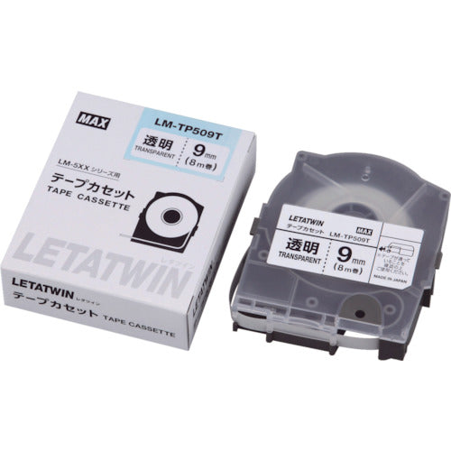 Max Letatwin LM-TP509T Label Tape Cassette, Width 9mm (Transparent)