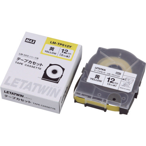 Max Letatwin LM-TP512Y Label Tape Cassette, Width 12mm (Yellow)