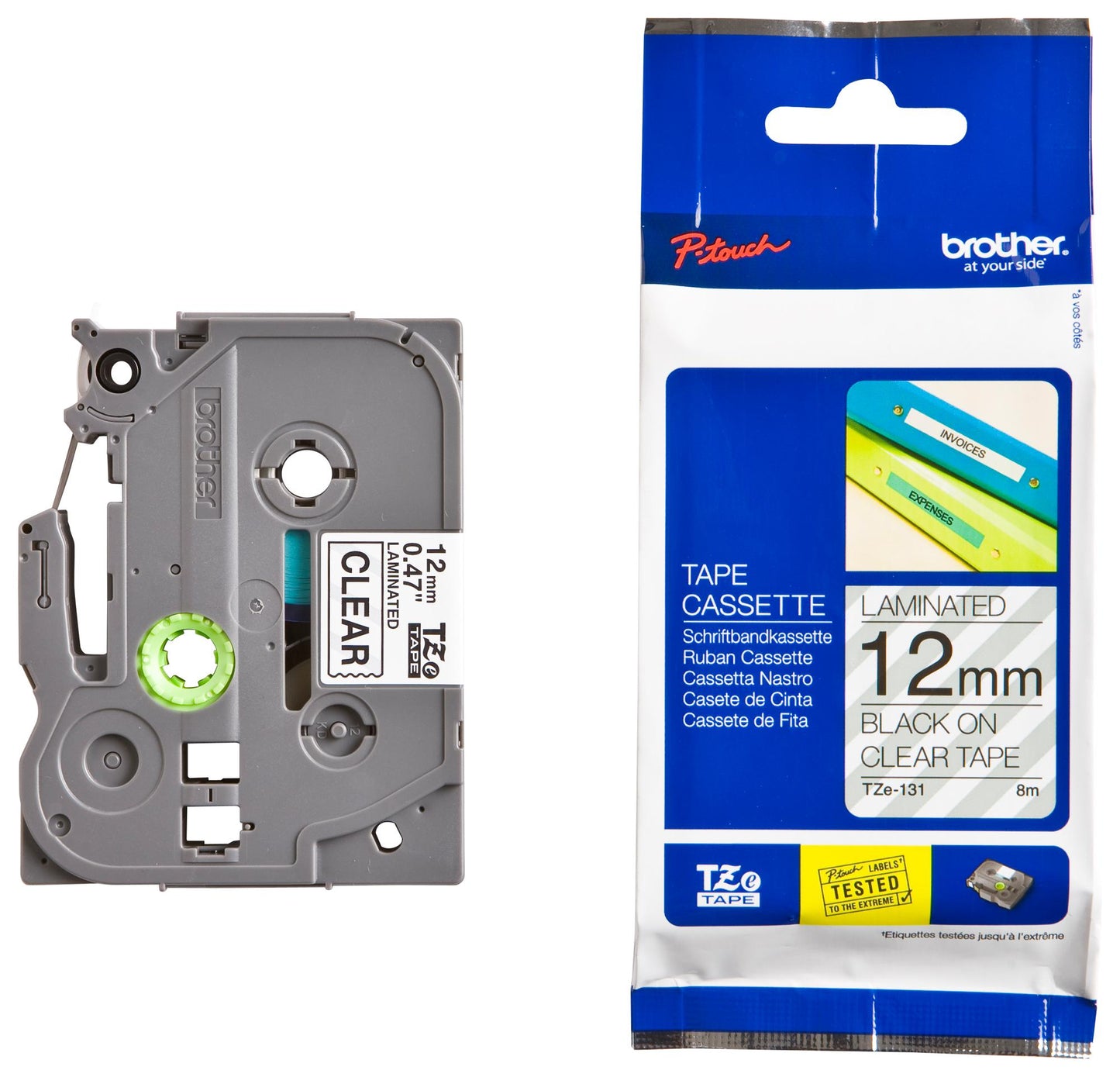 Brother TZE-131 Laminated Tape, Width 12mm ( Black on Clear)