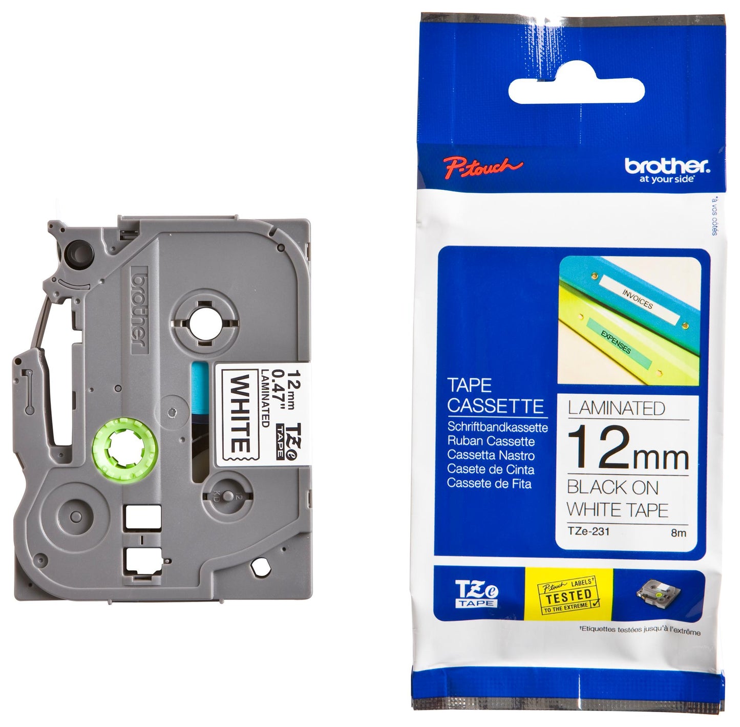 Brother TZE-231 Laminated Tape, Width 12mm ( Black on White)