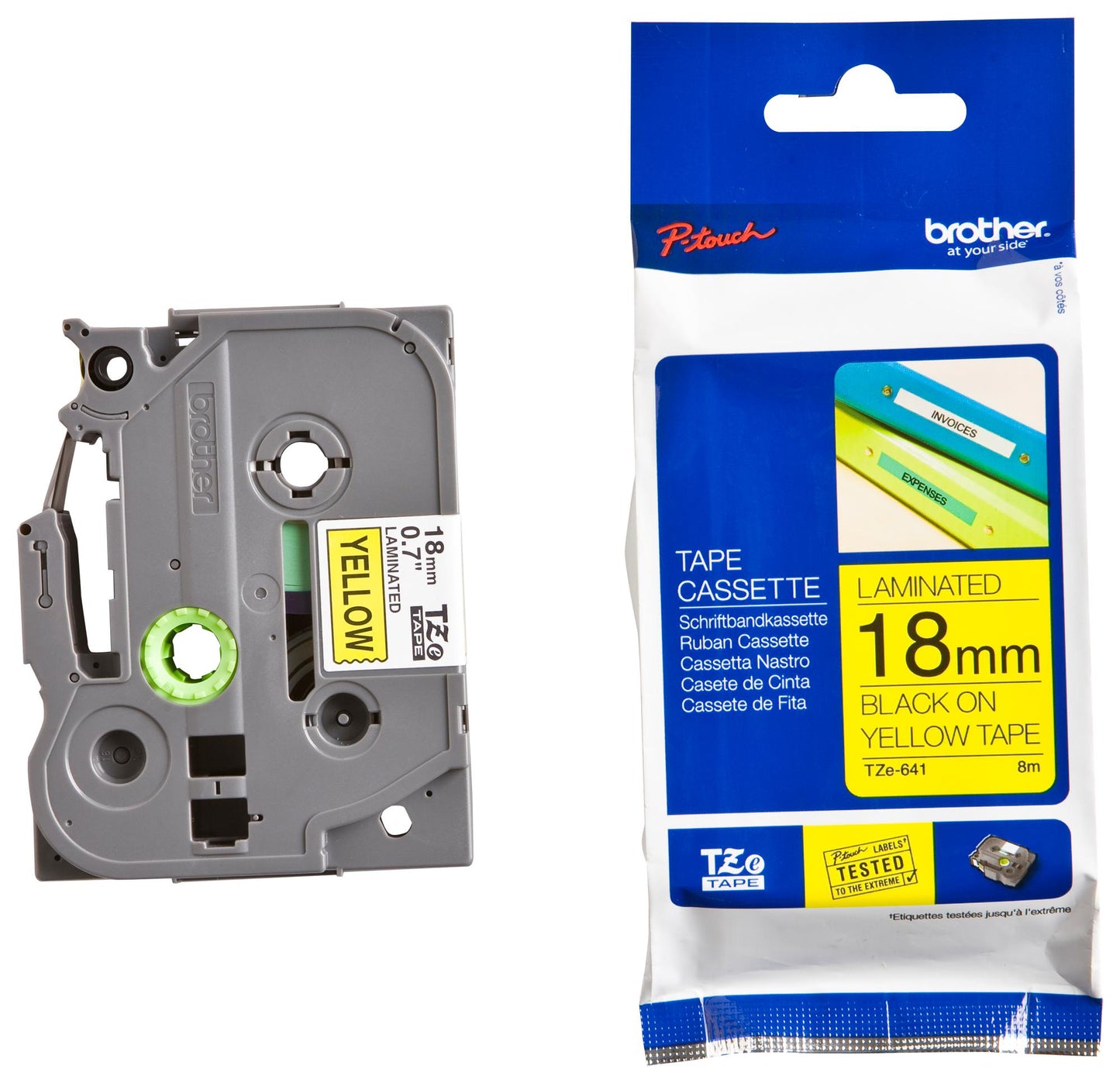 Brother TZE-641 Laminated Tape, Width 18mm ( Black on Yelow)