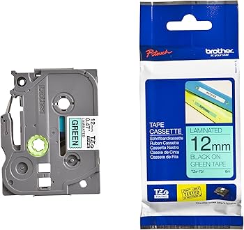 Brother TZE-731 Laminated Tape, Width 12mm ( Black on Green)