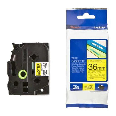 Brother TZE-661 Laminated Tape, Width 36mm (Black on Yellow)