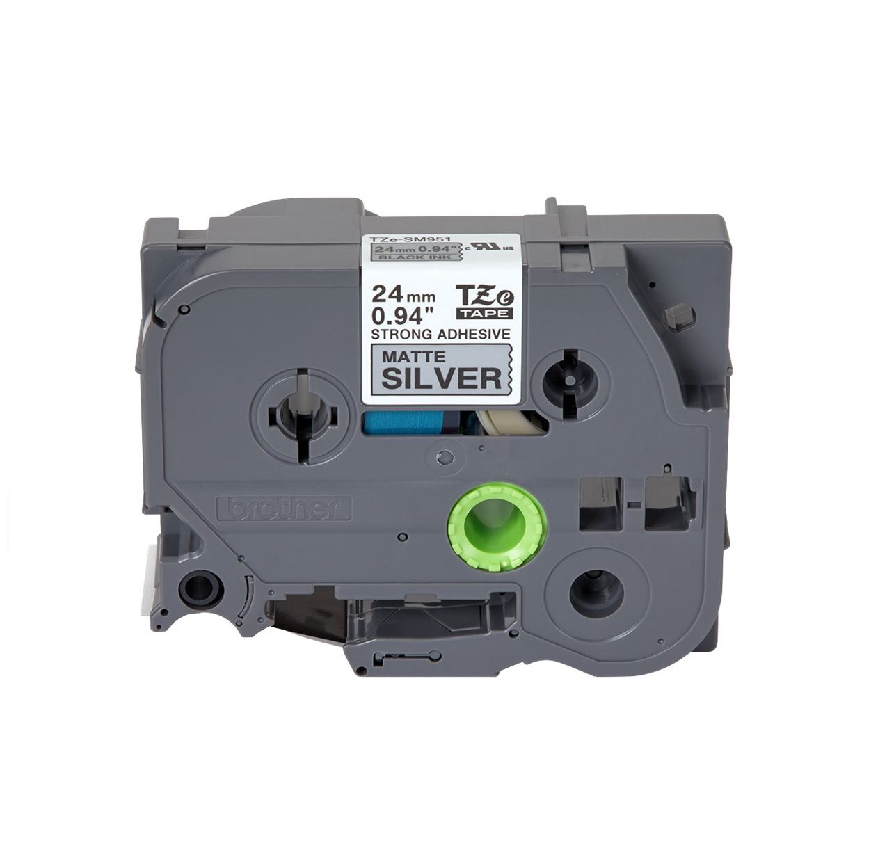 Brother TZE-SM951 Strong Laminated Tape, Width 24mm (Black on Silver Matt)