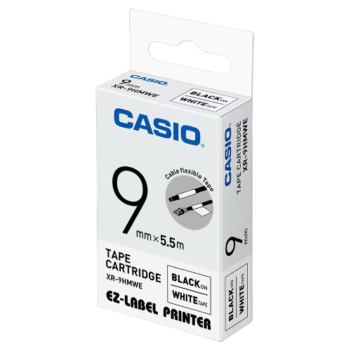 Casio XR-9HMWE Label it tape, 9mm (Black on White)