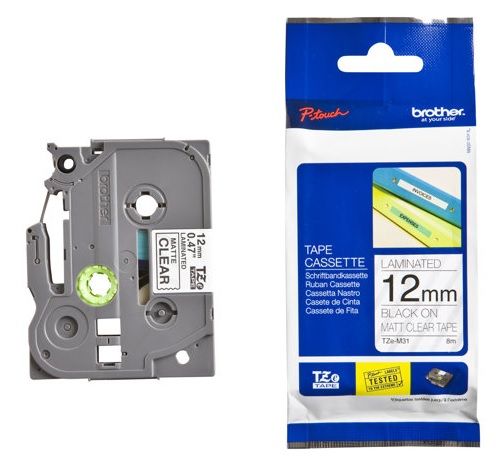 Brother TZE-M31 Laminated Tape, Width 12mm ( Black on Clear Matte)