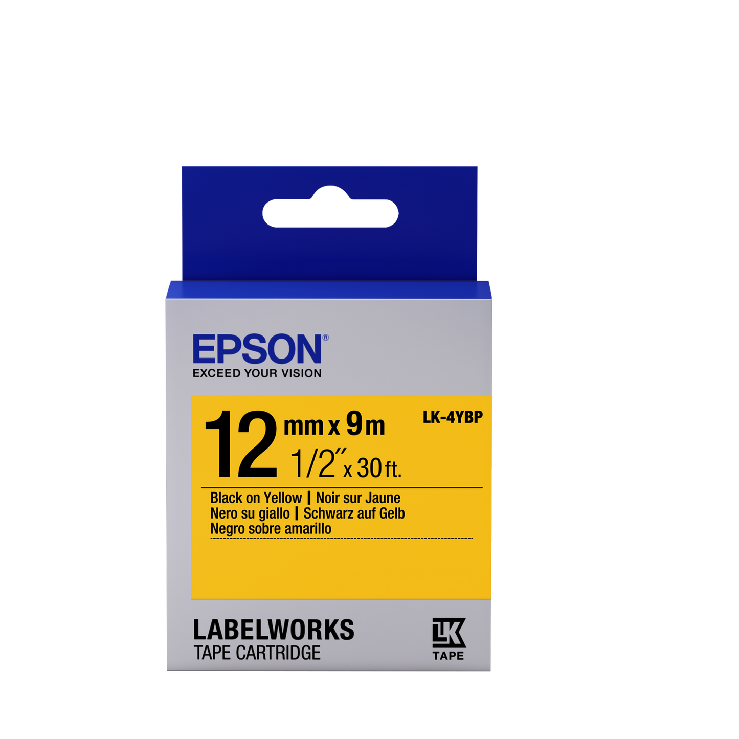 Epson Tape - 12mm - Black on Yellow - LK4YBP