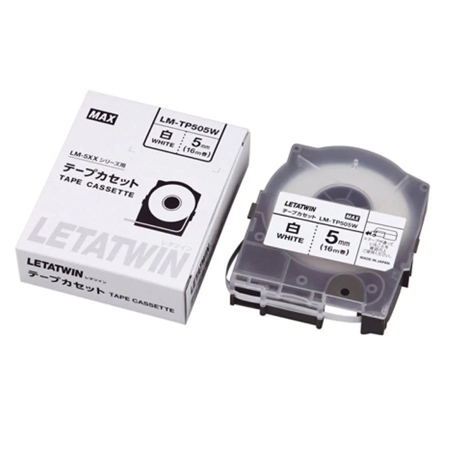 Max Letatwin LM-TP505W Label Tape Cassette, Width 5mm (White)