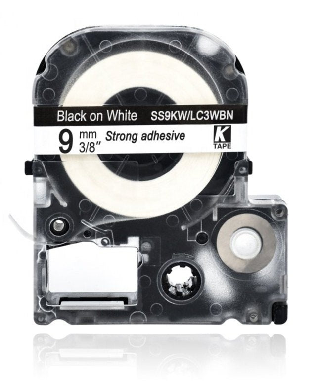 Epson Tape - 9mm - Black on White - LK3WBN