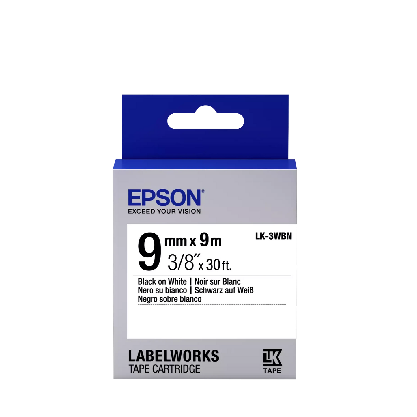 Epson Tape - 9mm - Black on White - LK3WBN